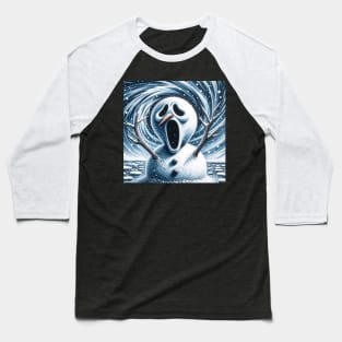 Frosty Frenzy: The Snowman’s Scream Baseball T-Shirt